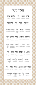 Asher Yatzar Sign – Mocha Check Bathroom Blessing Plaque (Acrylic, Aluminum) – Modern Jewish Home Decor