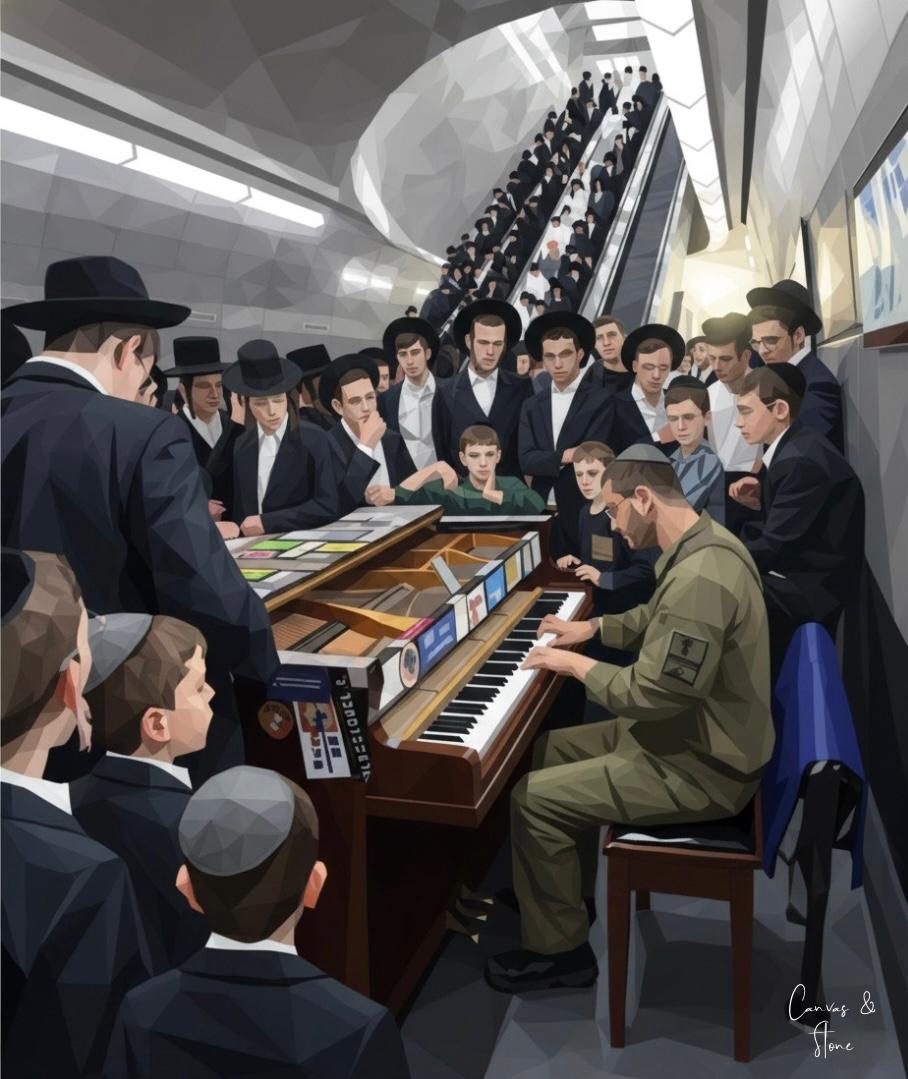 Harmony in Unity – Jewish Achdut Art (Canvas, Acrylic, Aluminum) – Synagogue Community Decor