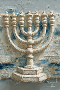 Blue and Ivory Menorah Relief