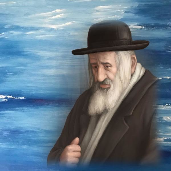 Rabbi Portrait in Blue Mural